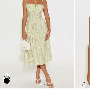 Fashion Nova Strapless Floral Dress in Light Green nwt